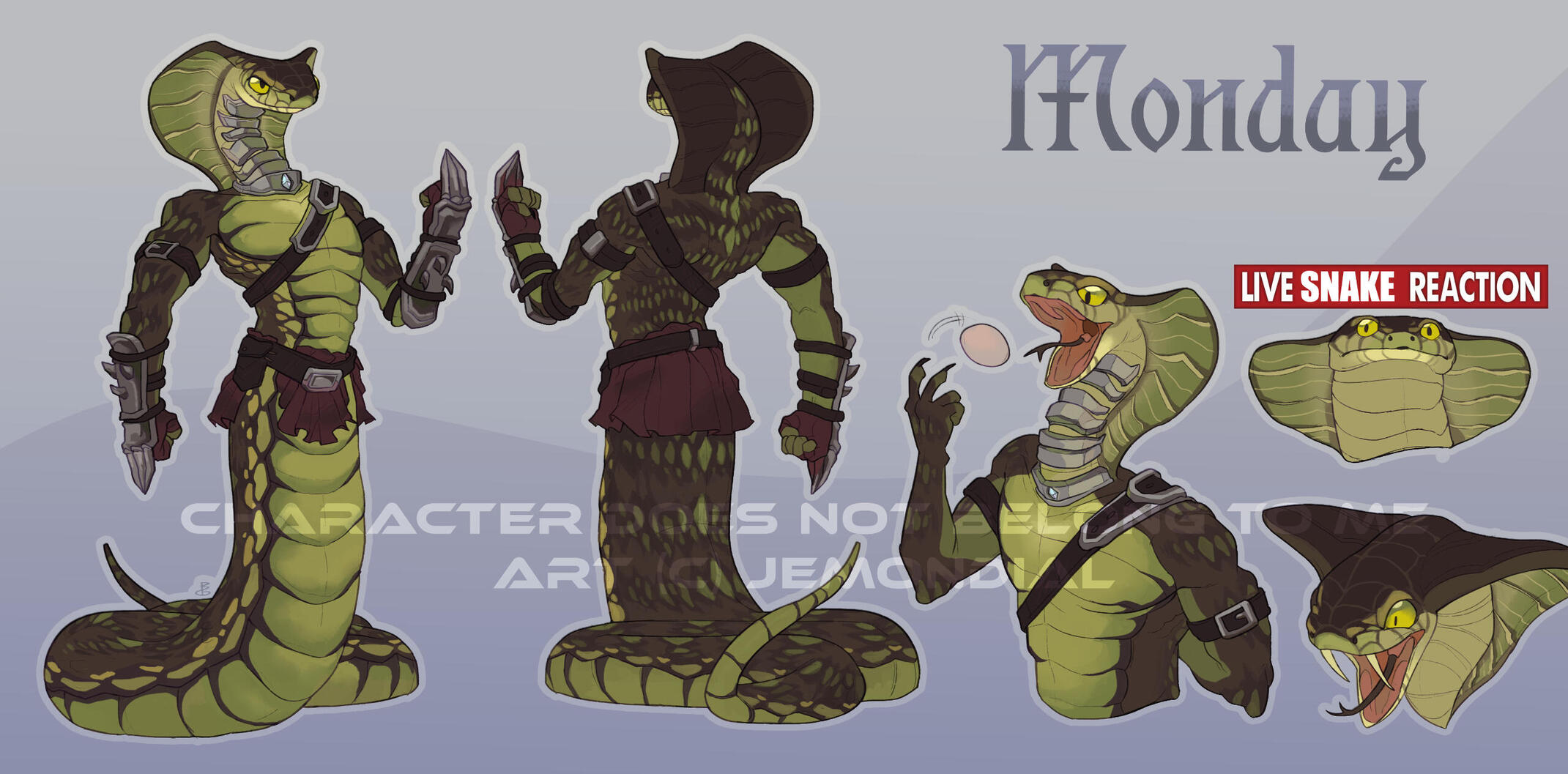 (Designed by me) Front-view + back-view + 1 pose (halfbody) + 2 expressions + name