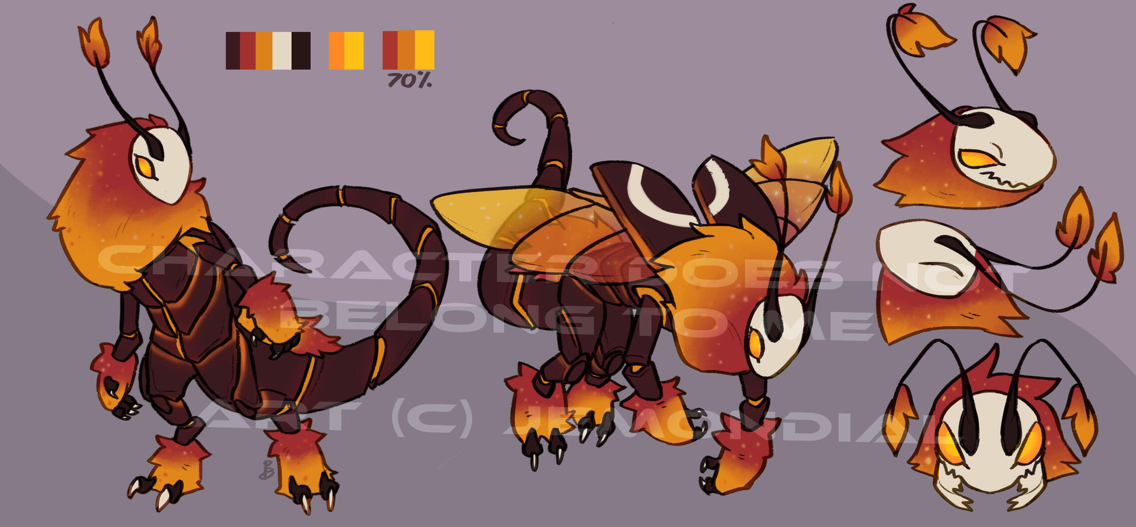 (Reesigned by me) Front-view + 1 more pose + 3 expressions + color palette