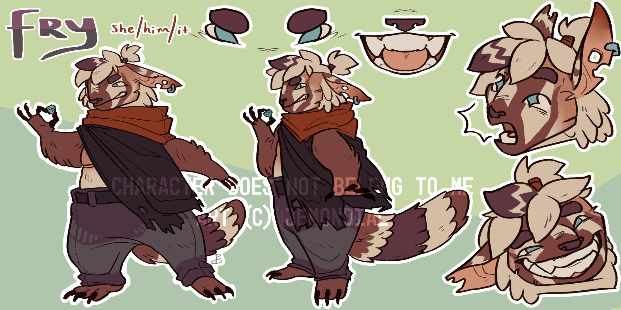 (Designed by me) Front-view + side-view + 2 expressions + eyes &amp; mouth + name &amp; info